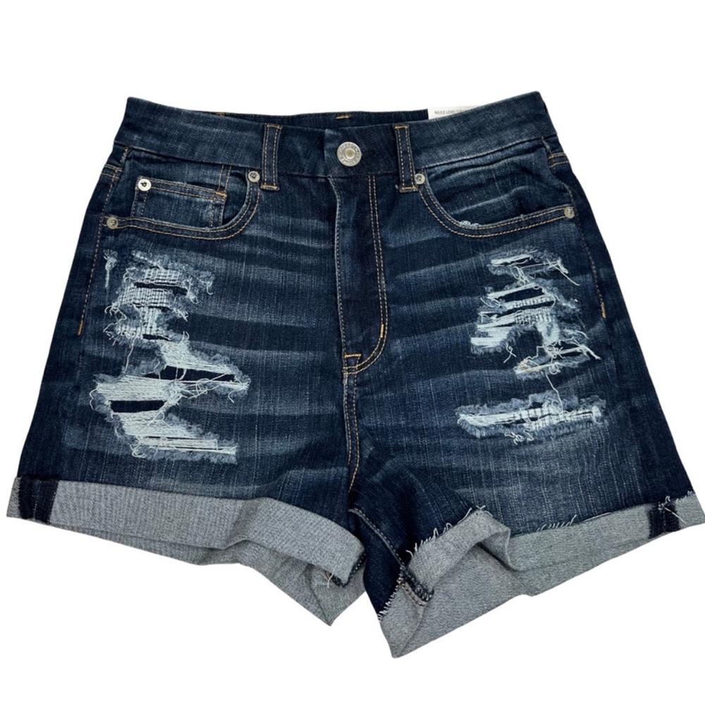 American Eagle Curvy Hi-Rise Shortie Distressed Next Level Stretch Size 2
